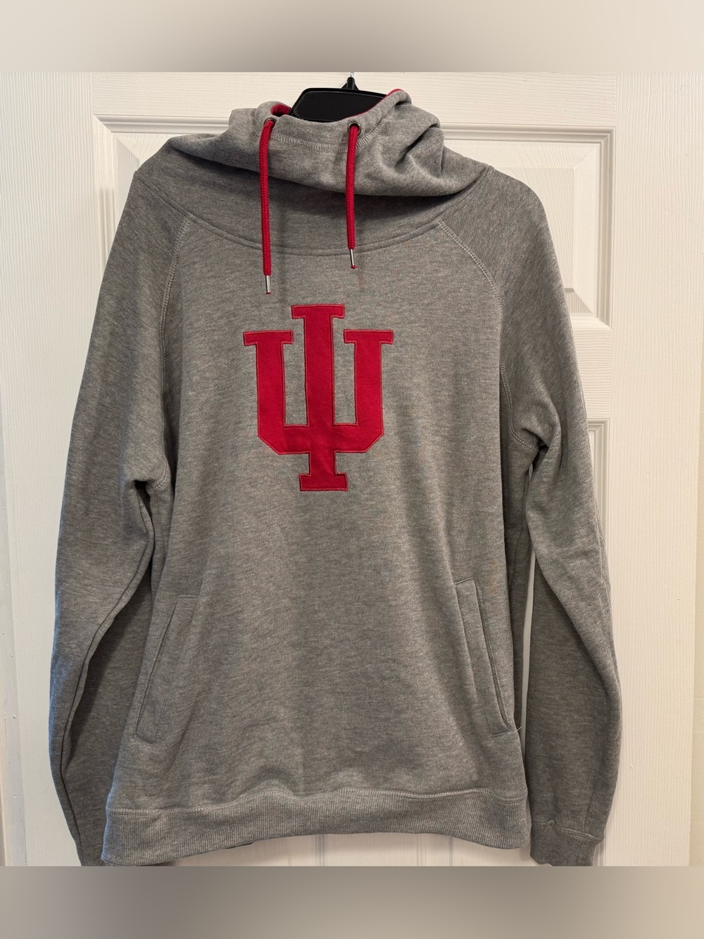 Colosseum Gray Crewneck Sweatshirt with Red IU Logo